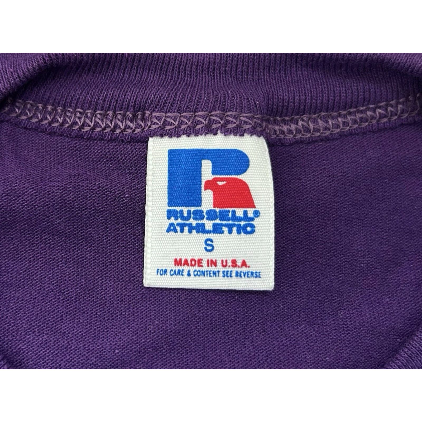 Russell Athletic VINTAGE Russell Athletic Crewneck T-Shirt Mens S Purple 90s Deadstock NWOT USA Crew Neck Short Sleeve Cotton Blend 28.5” Long 18” Across 8” Arms Mens Size US S / EU 44-46 / 1 - 3 Thumbnail