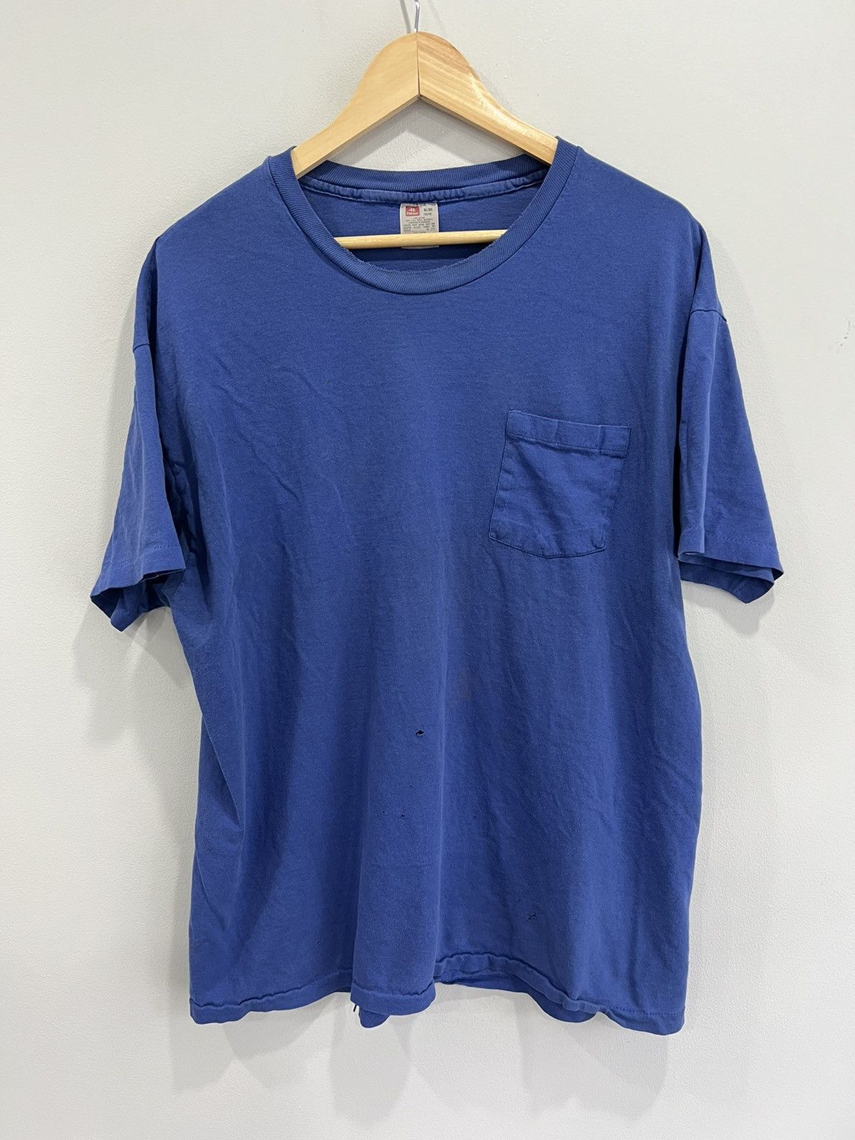 Vintage Vintage 90s Blank Tee Shirt single stitched thrashed faded Size US XL / EU 56 / 4 - 1 Thumbnail