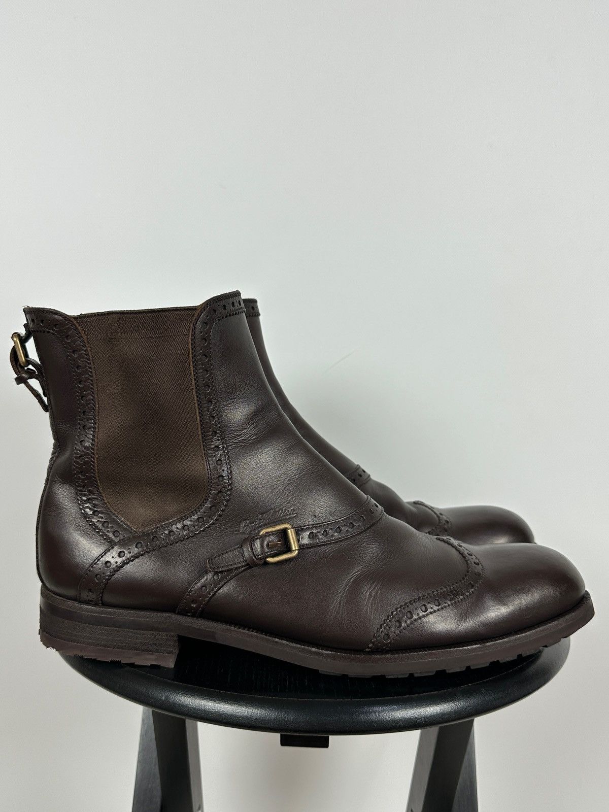Louis Vuitton Louis Vuitton Brown Leather Chelsea Wingtip Brogue Boots Size US 12 / EU 45 - 4 Thumbnail
