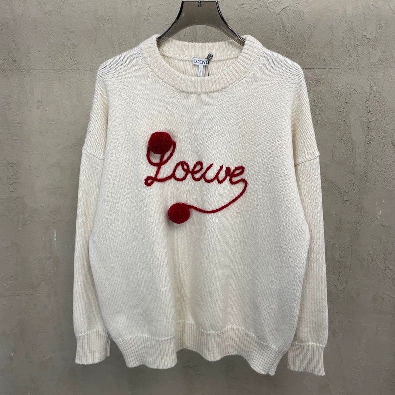 Loewe LOEWE White fluffy heart logo round neck sweater Size S / US 4 / IT 40 - 5 Thumbnail