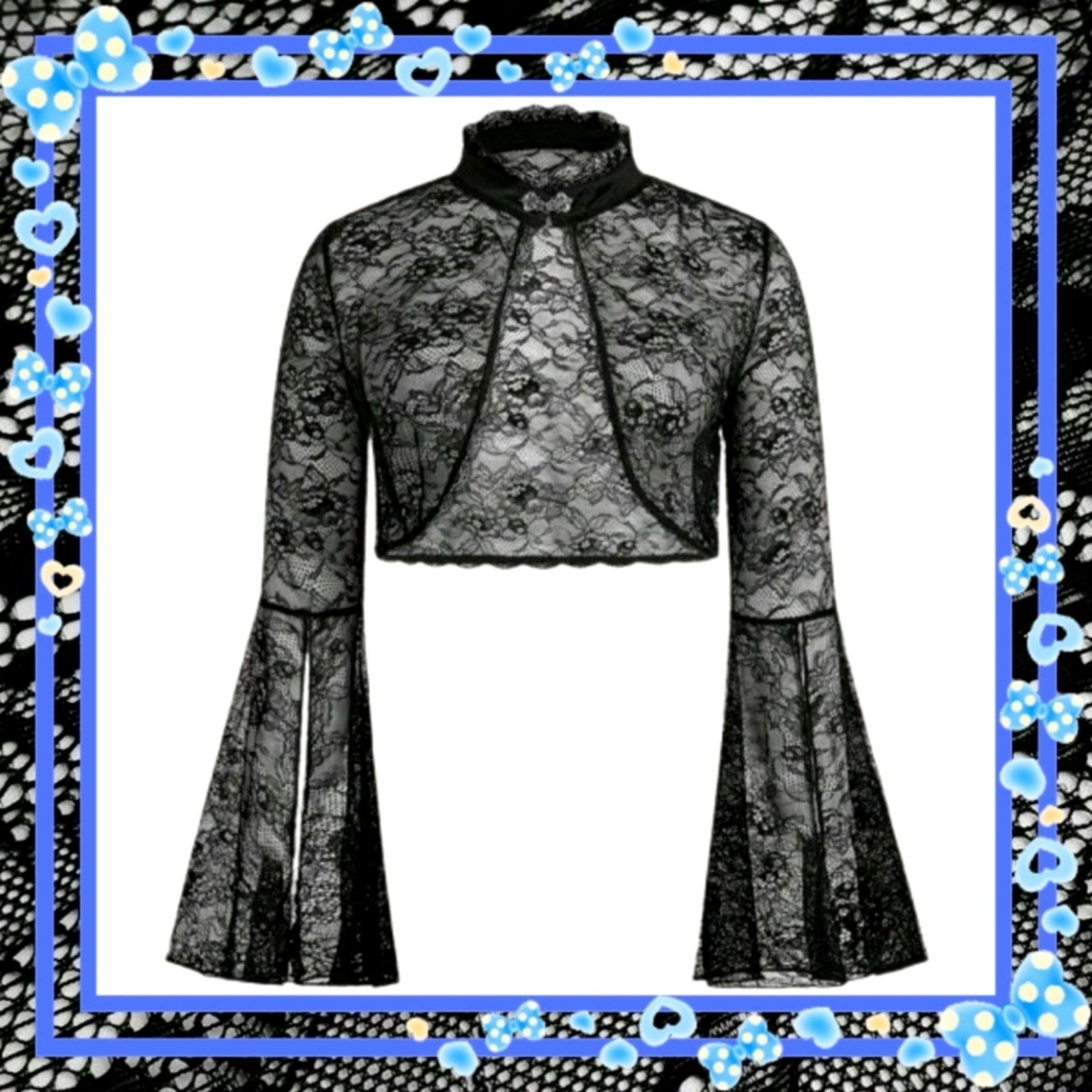 Shein HIGH NECK ☆ VICTORIAN STYLE ☆ BELL SLEEVE SHRUG ☆ NWT Size XXL / US 16-18 / IT 52-54 - 1 Thumbnail