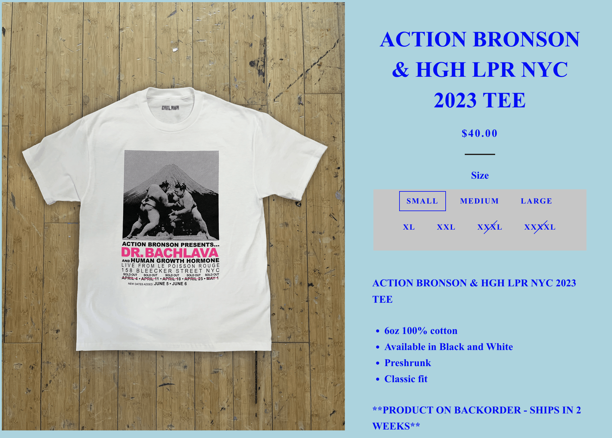 Action Bronson ACTION BRONSON & Human Growth Hormone LPR NYC 2023 Tour T M Size US M / EU 48-50 / 2 - 3 Thumbnail