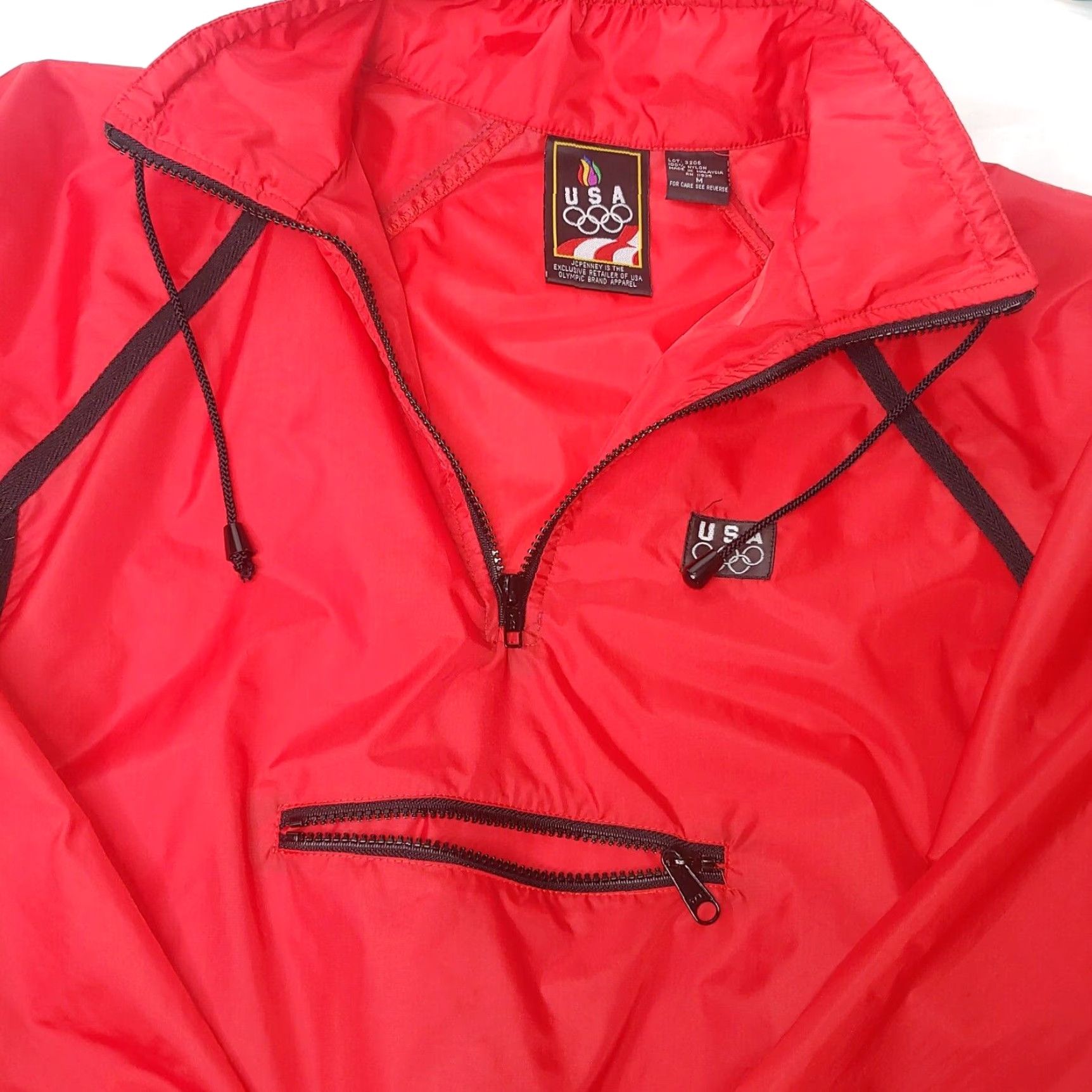 JCPenney VINTAGE JC Penney for USA Olympics Windbreaker Jacket Pullover Red Men L Size US L / EU 52-54 / 3 - 3 Thumbnail