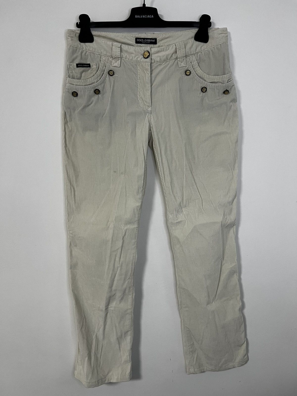 Dolce & Gabbana Dolce & gabbana white corduroy pants trousers L Size 32" / US 10 / IT 46 - 1 Thumbnail