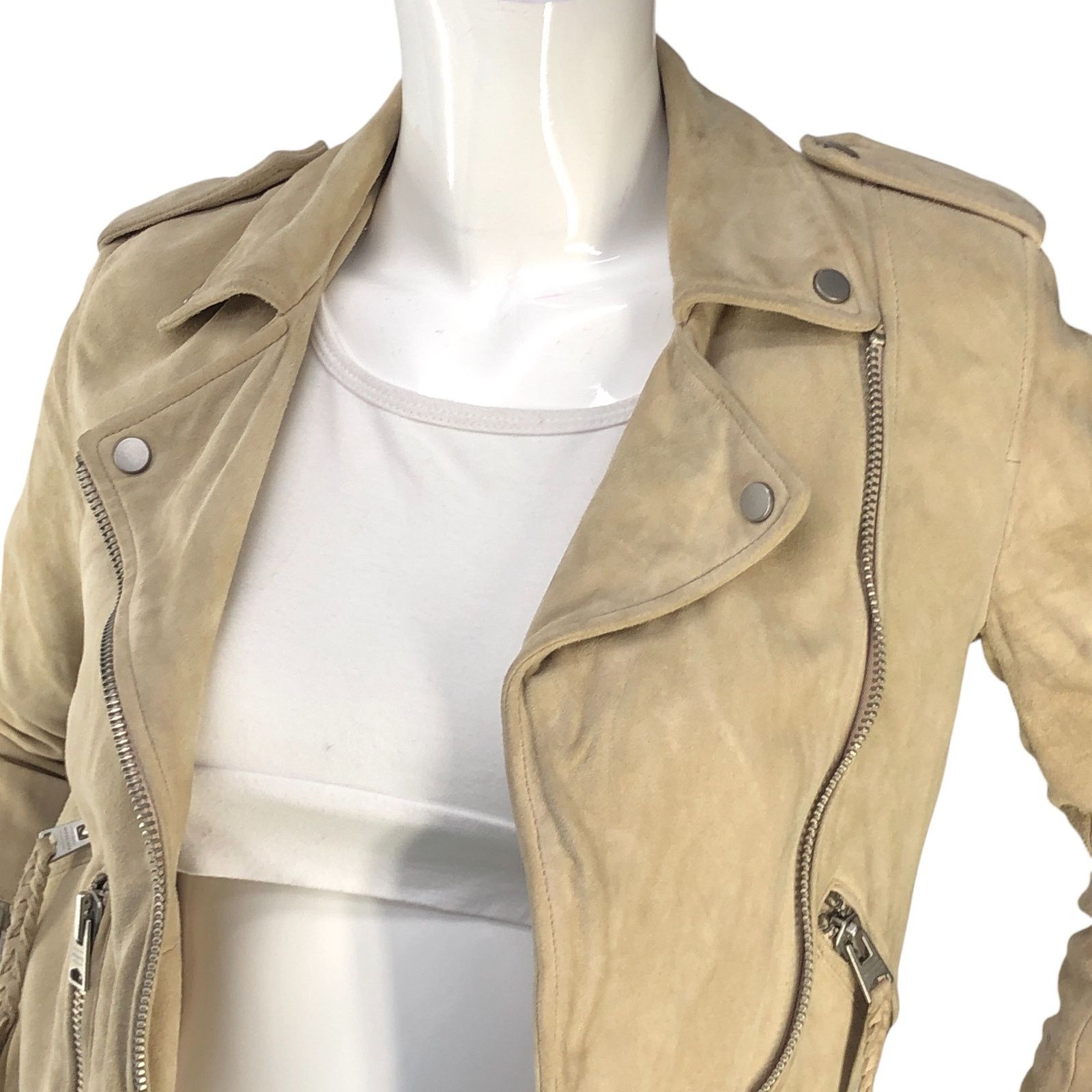 Allsaints Allsaints Size 2 Jacket Moto Plait Balfern Biker Goat Suede Size XS / US 0-2 / IT 36-38 - 2 Thumbnail