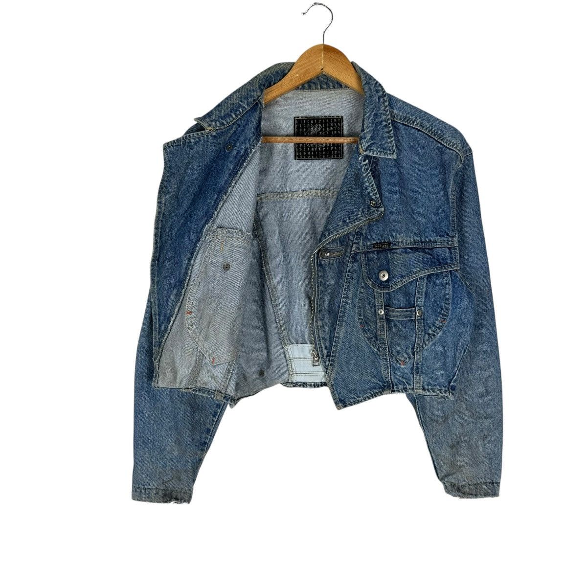 Camel ☀️90s SWEET CAMEL DENIM BIKERS CROPPED JACKET Size S / US 4 / IT 40 - 9 Thumbnail