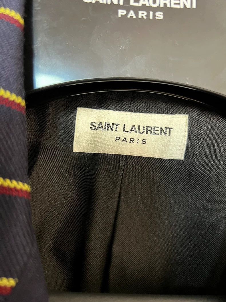 Saint Laurent Paris Saint Laurent Paris Dark blue, yellow-and-red striped, dou Size 48R - 3 Thumbnail