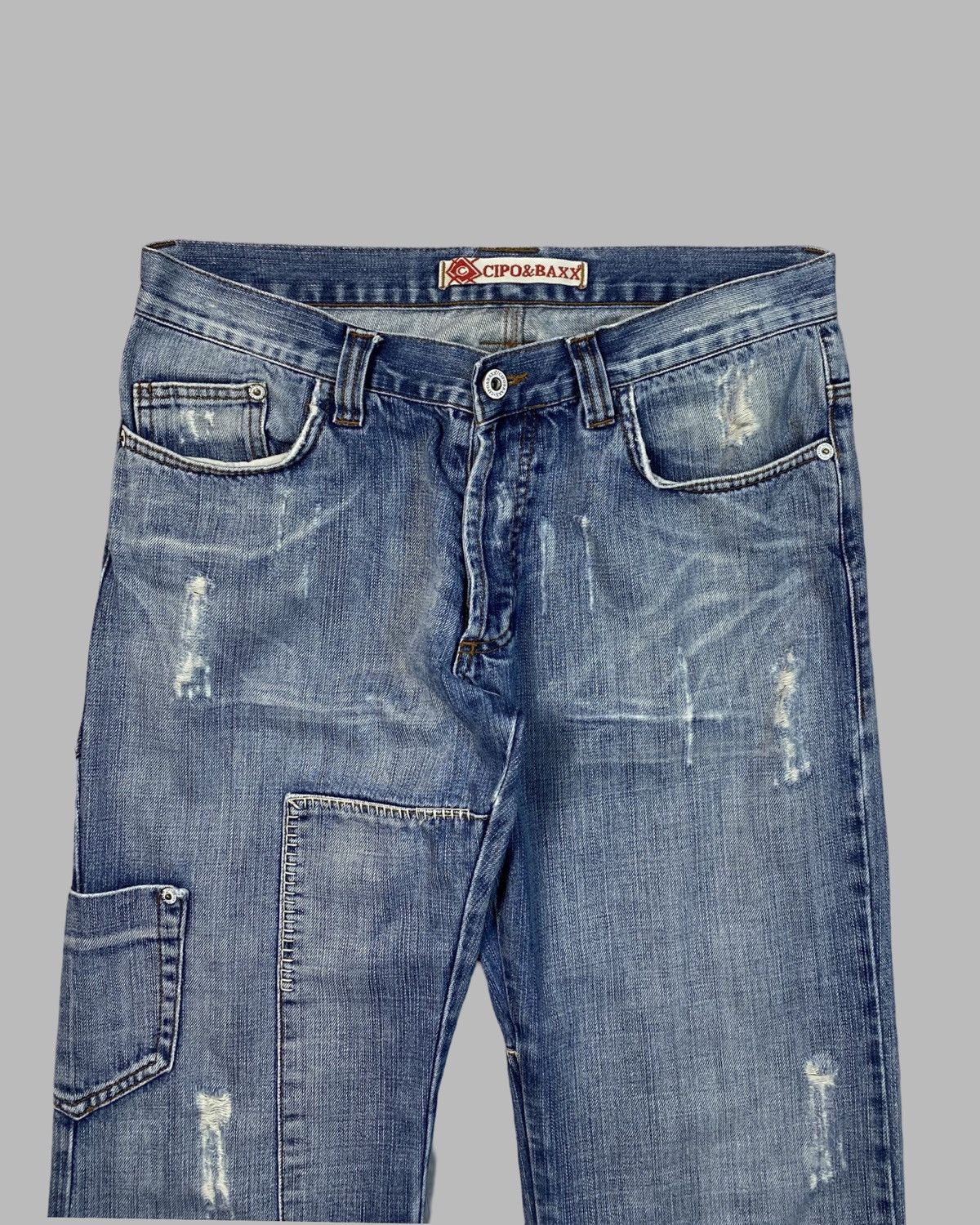 Japanese Brand Cipo Baxx VNTG Putchwork Distress Rick Owens Lgb Style Jeans Size US 33 - 3 Thumbnail