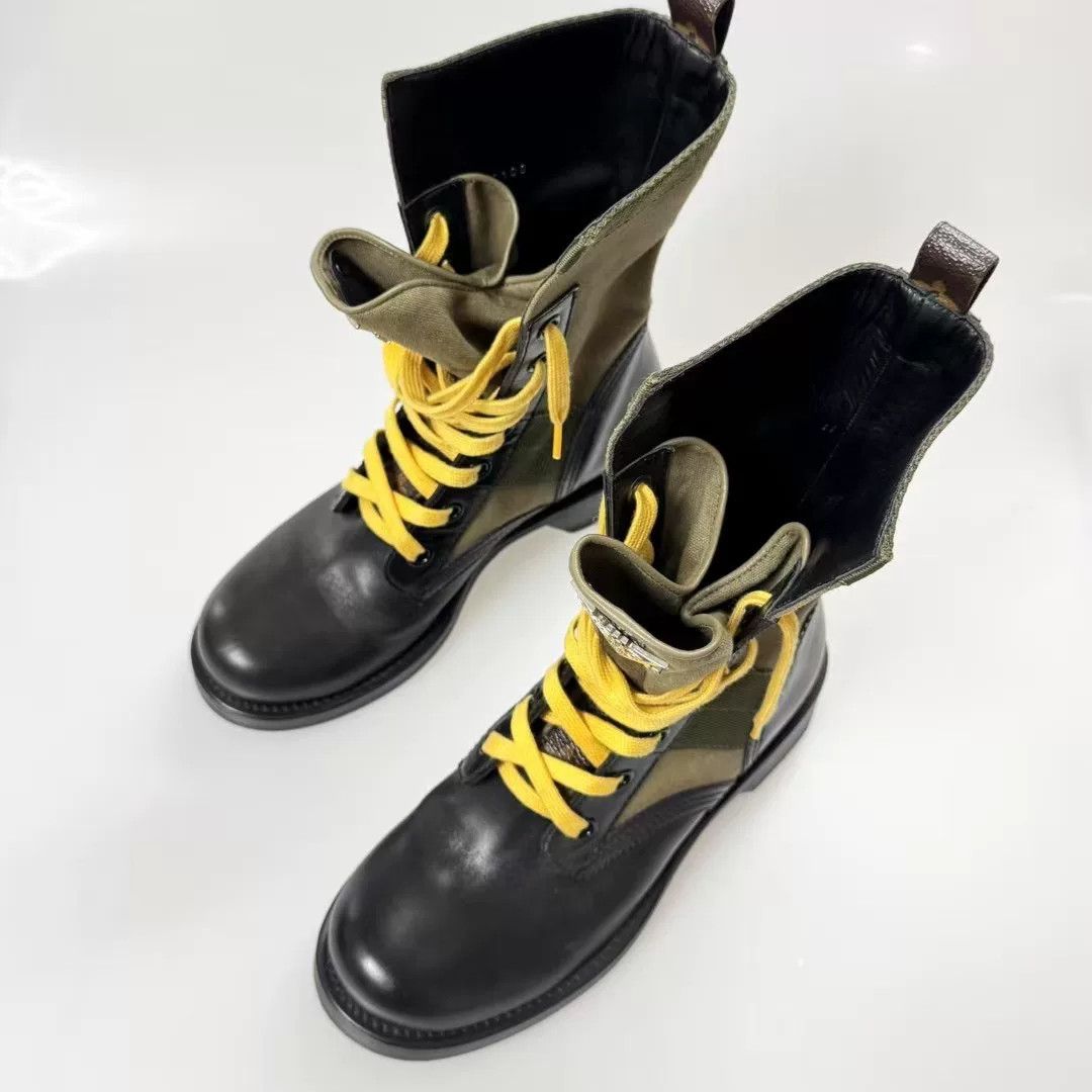 Louis Vuitton LV Silver Logo Canvas Martin Boots Size US 6 / IT 36 - 1 Thumbnail