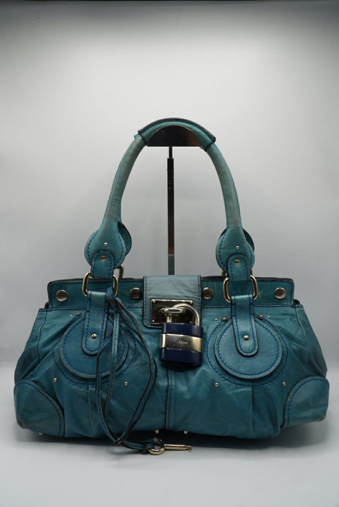 Chloe Chloé Paddington Blue Cadena Padlock & Key Boston Satchel Size ONE SIZE - 1 Thumbnail