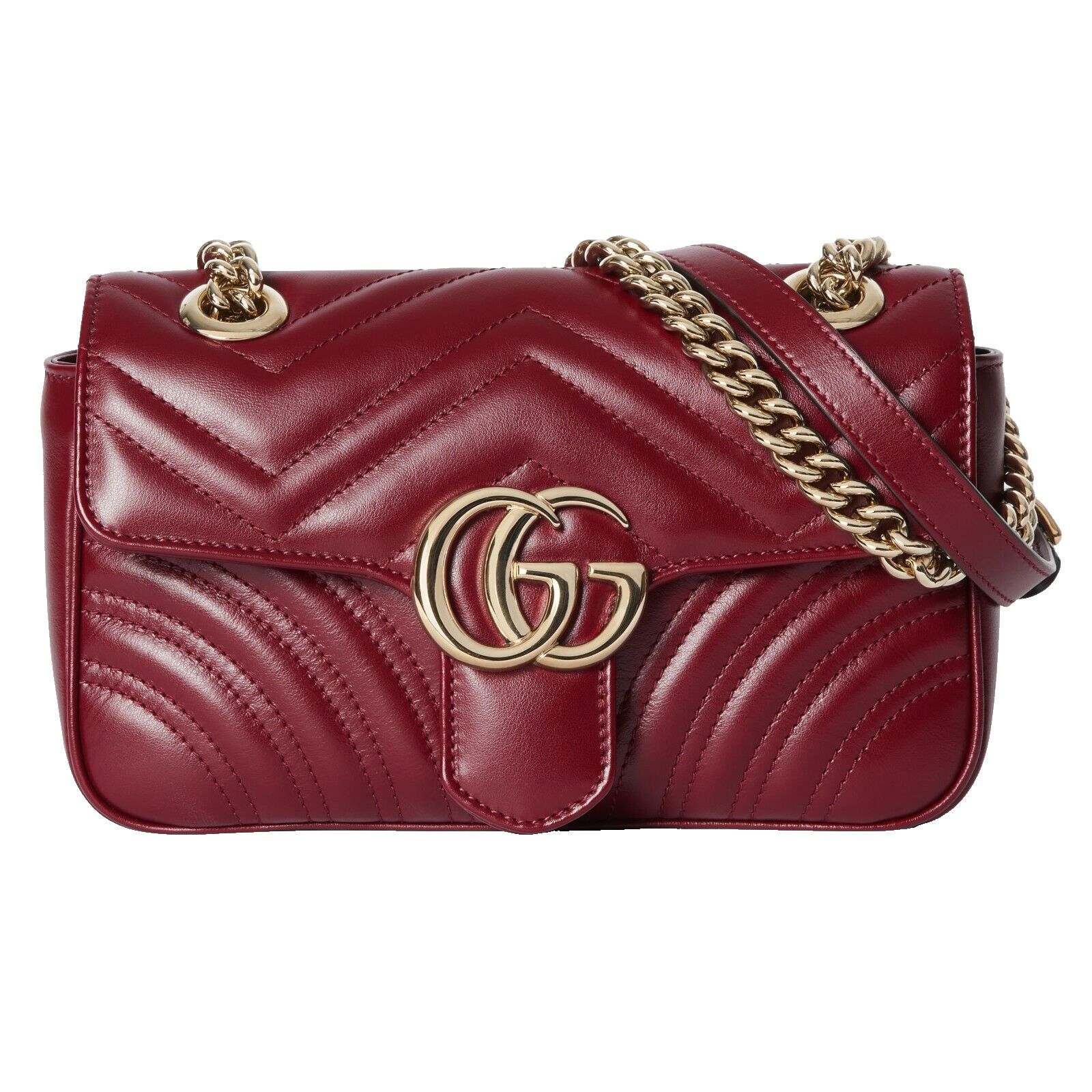 GUCCI Marmont GG Small $2450 Rosso Ancora Leather Shoulder B