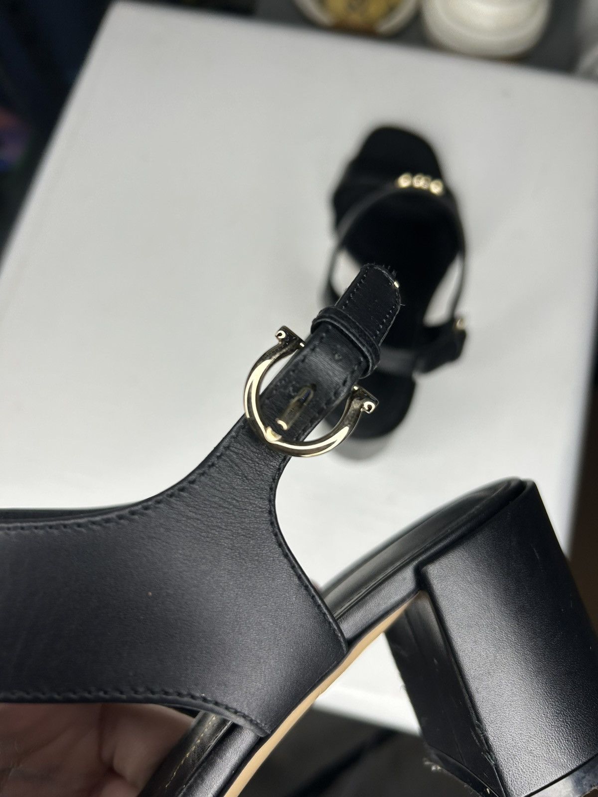 Salvatore Ferragamo Salvatore Ferragamo Black Leather Cayla Sandals Size 7 1/2 Size US 7.5 / IT 37.5 - 6 Thumbnail