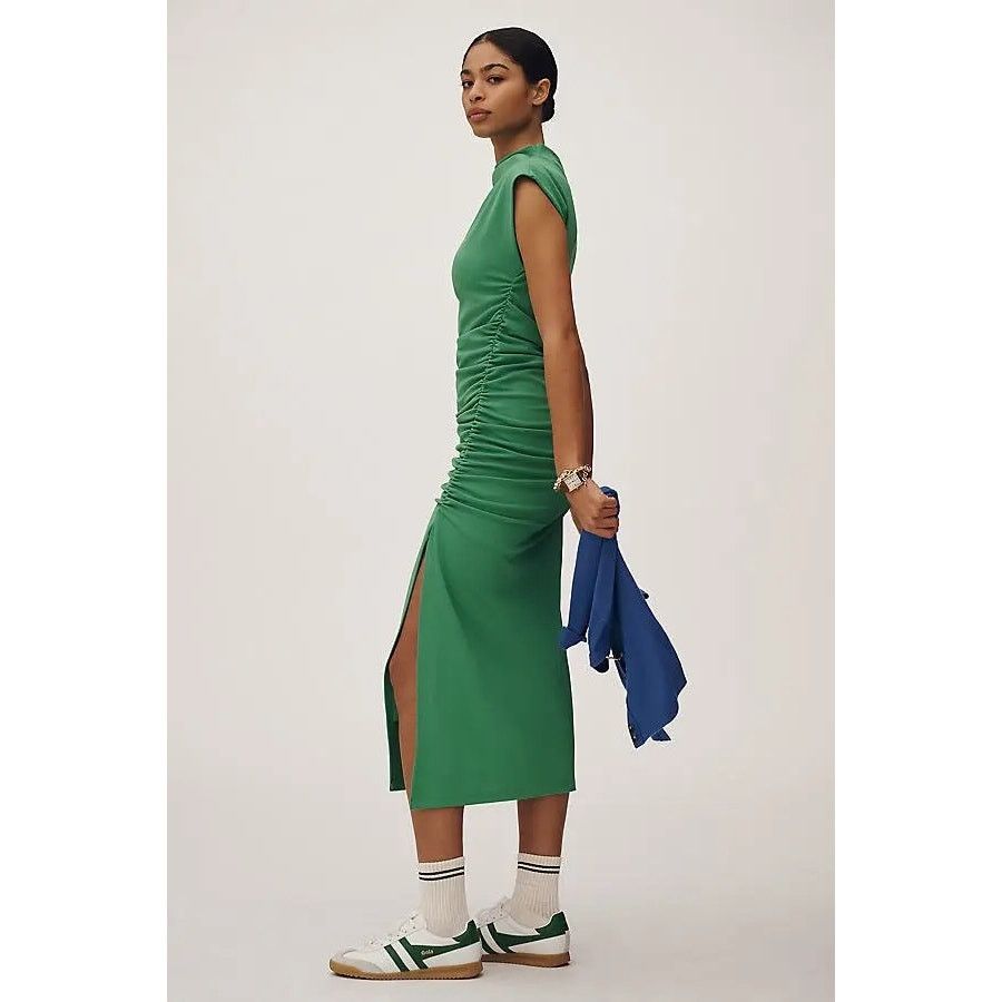 Anthropologie NWT The Maya Ruched Cowl-Neck Midi Dress $160 X-SMALL Green Size XS / US 0-2 / IT 36-38 - 2 Thumbnail