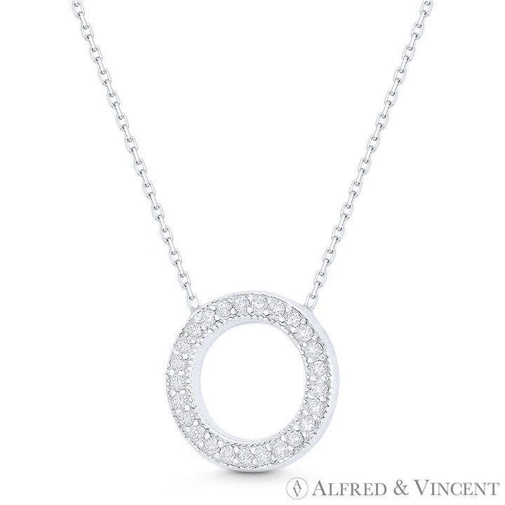 Other 15mm Eternity Circle CZ Crystal Pendant & Chain Necklace Size ONE SIZE - 1 Preview