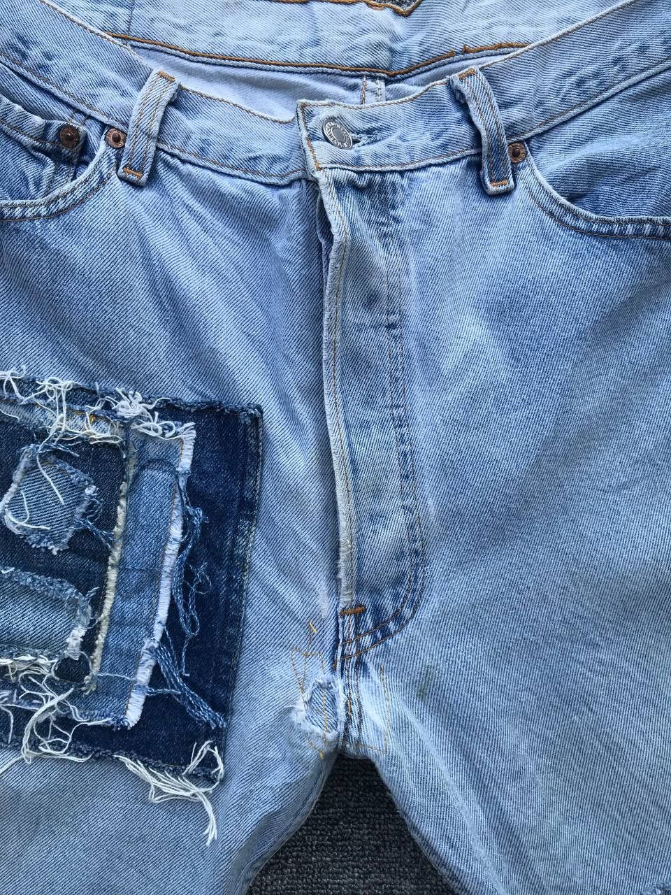 Levi's × Vintage Vintage 1993 Levis 501 distressed patchwork jean W34x29.5" Size US 33 - 2 Thumbnail