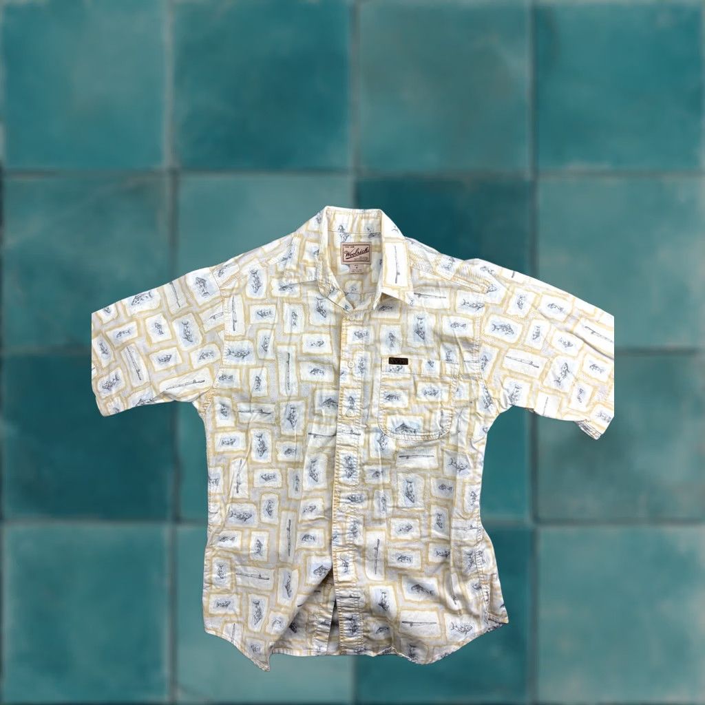 Vintage VINTAGE Woolrich Shirt Men M Beige Fish All Over Print Button Up Size US M / EU 48-50 / 2 - 1 Thumbnail