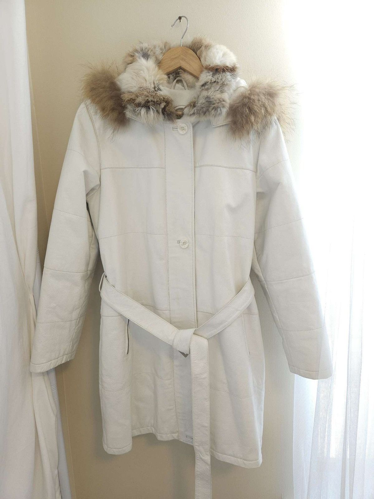 Danier 100% Leather Raccoon Fur Lining Rabbit Hooded Coat By Danier Size M / US 6-8 / IT 42-44 - 7 Thumbnail
