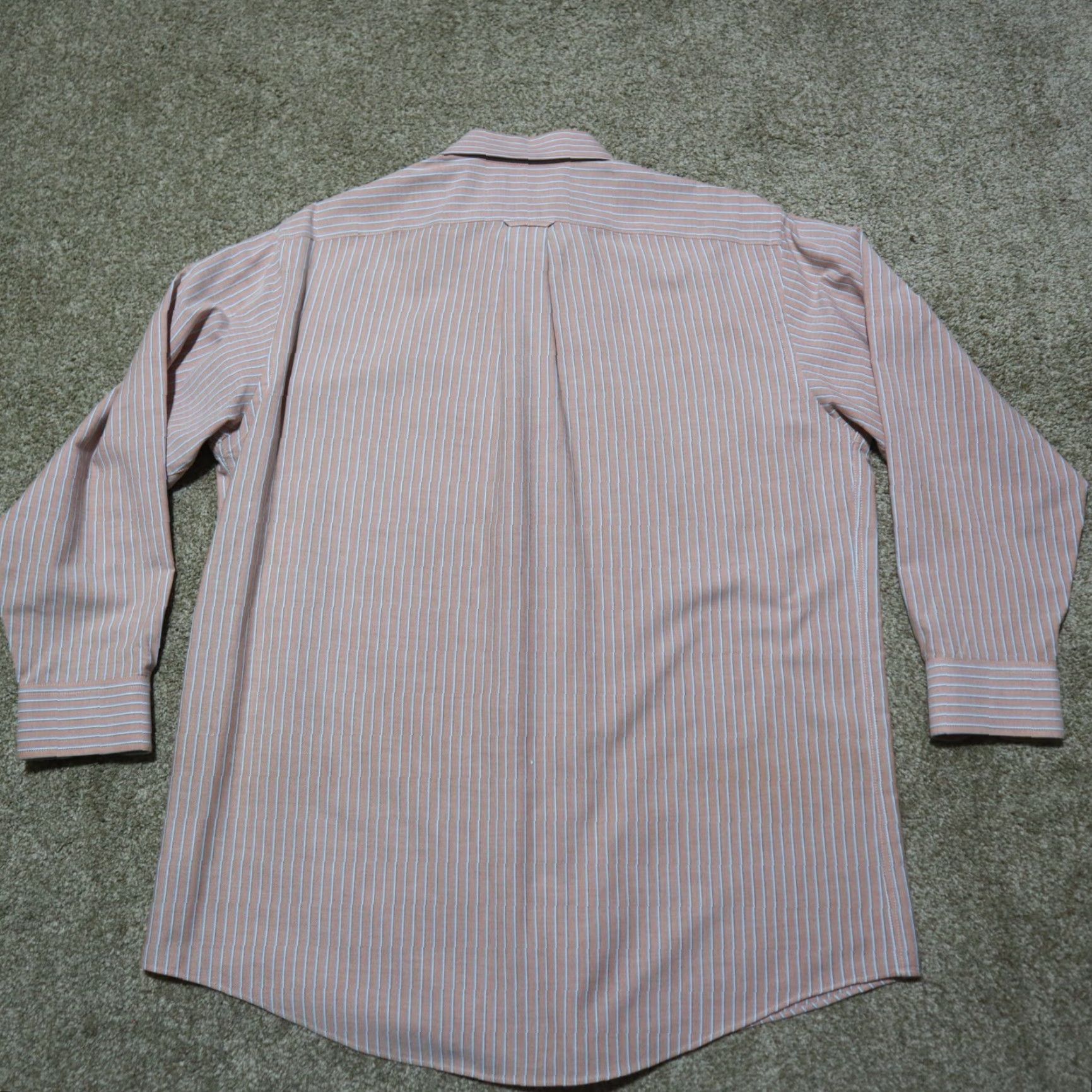 Stafford Stafford Shirt Button-Down Long Sleeve Mens Size 16.5 32/33 Orange White Striped Multicolor Size US L / EU 52-54 / 3 - 8 Thumbnail