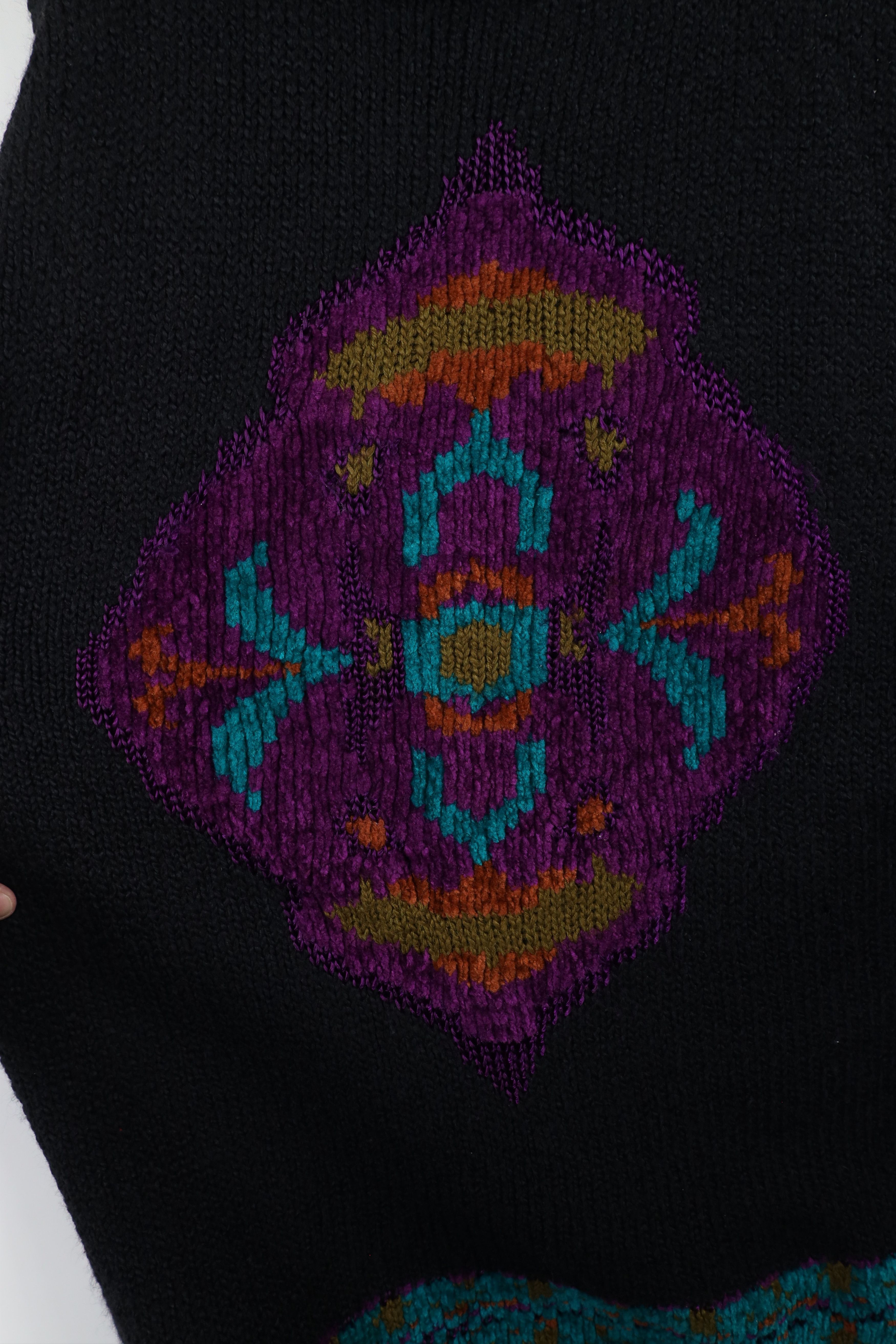 Vintage Vintage 90s Streetwear Flower Fleece Ribbed Knit Sweater Size XL / US 12-14 / IT 48-50 - 4 Thumbnail