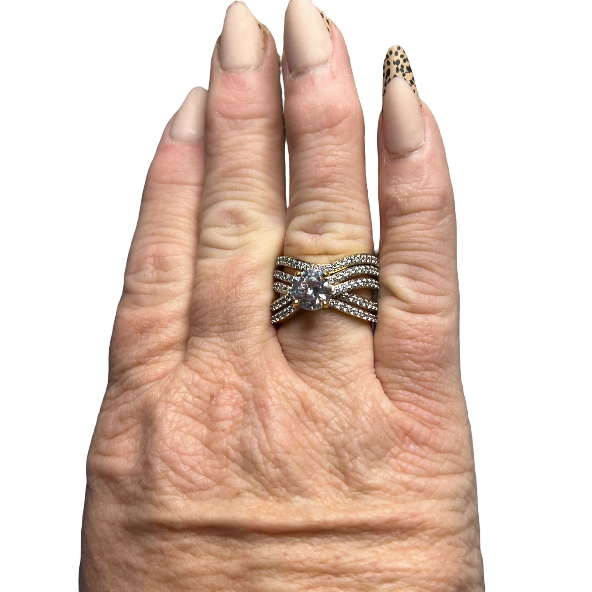 Other Palm Beach Jewelry 2 Piece Bridal Ring Set Sterling Silver G Size ONE SIZE - 4 Thumbnail