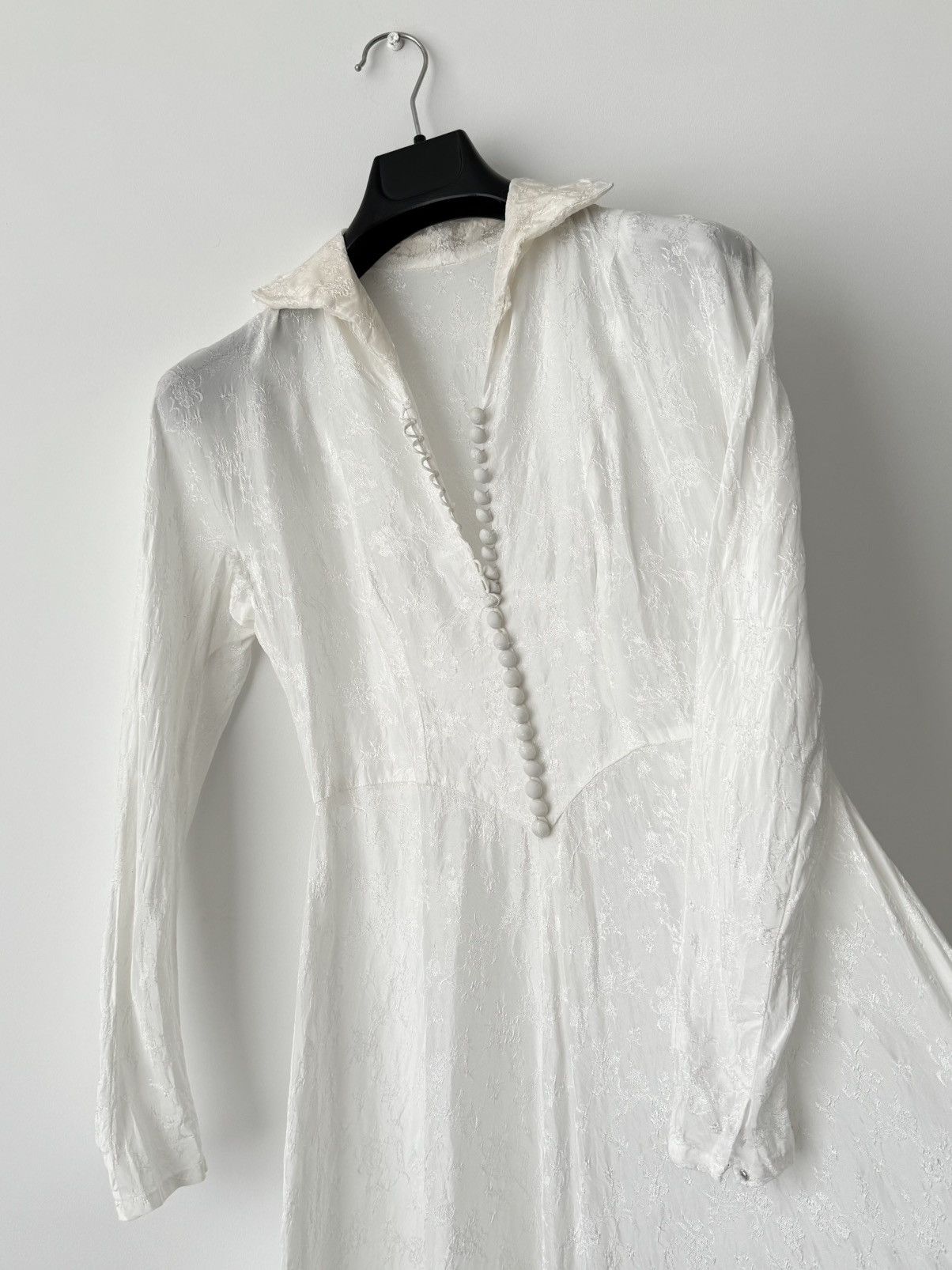 Vintage ≈1950s Vintage Mid Century Art Deco Grunge Wedding Dress Size S / US 4 / IT 40 - 3 Thumbnail