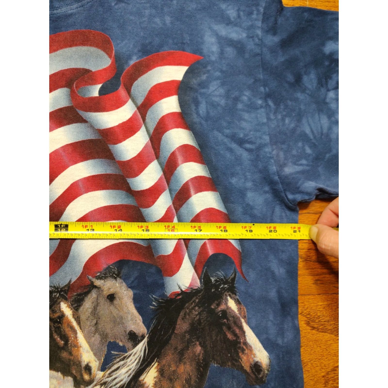 The Mountain Vintage The Mountain Tie Dye American Flag Horses T Shirt Blue USA Mens L Size US L / EU 52-54 / 3 - 6 Thumbnail