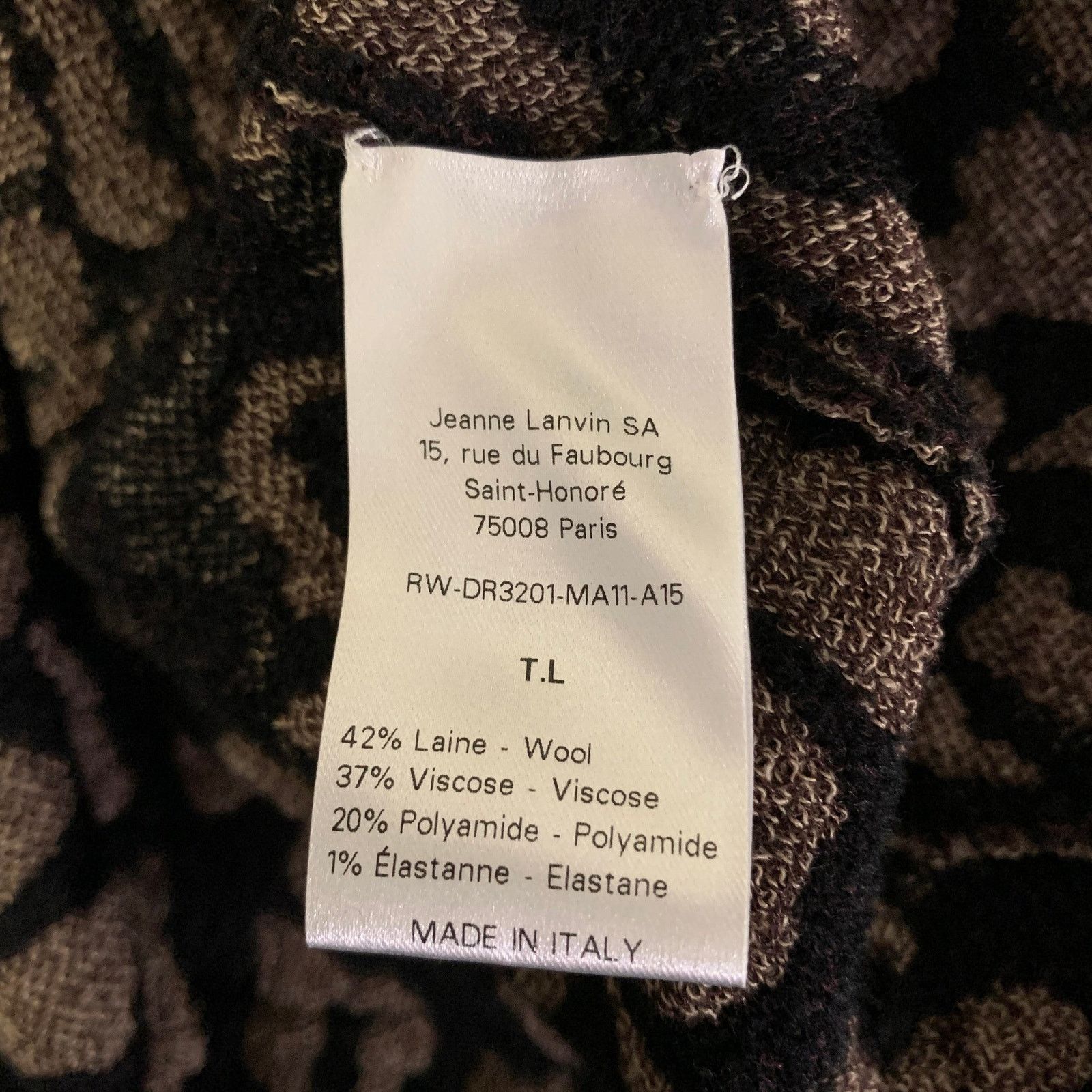 Lanvin LANVIN Size M Burgundy Tan Wool Blend Leopard Dress Size M / US 6-8 / IT 42-44 - 6 Thumbnail