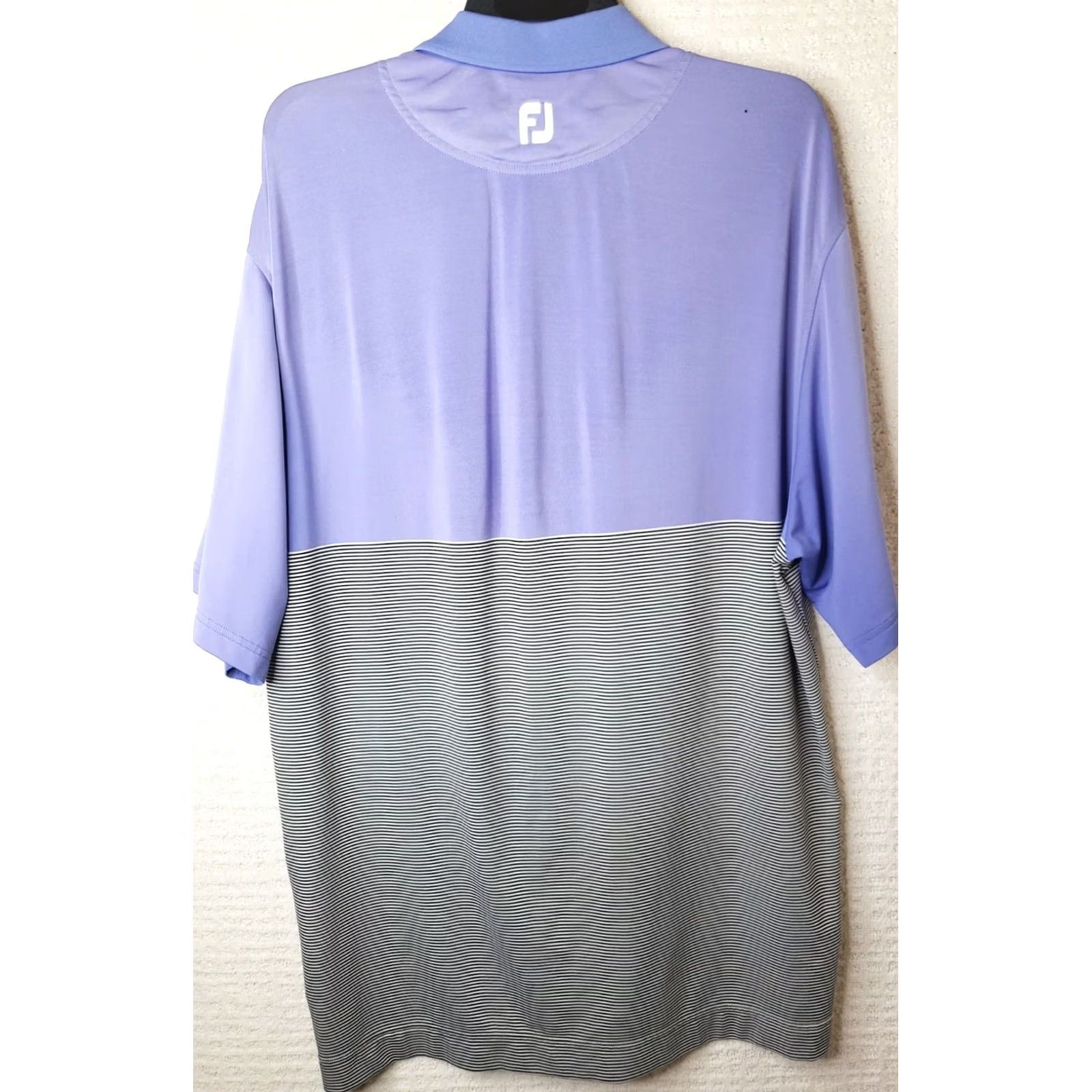 Footjoy FootJoy FJ Mens XL Golf Polo Shirt Periwinkle Blue Striped Performance Stretch - Vintage - 2000-2010 Size US XL / EU 56 / 4 - 4 Thumbnail