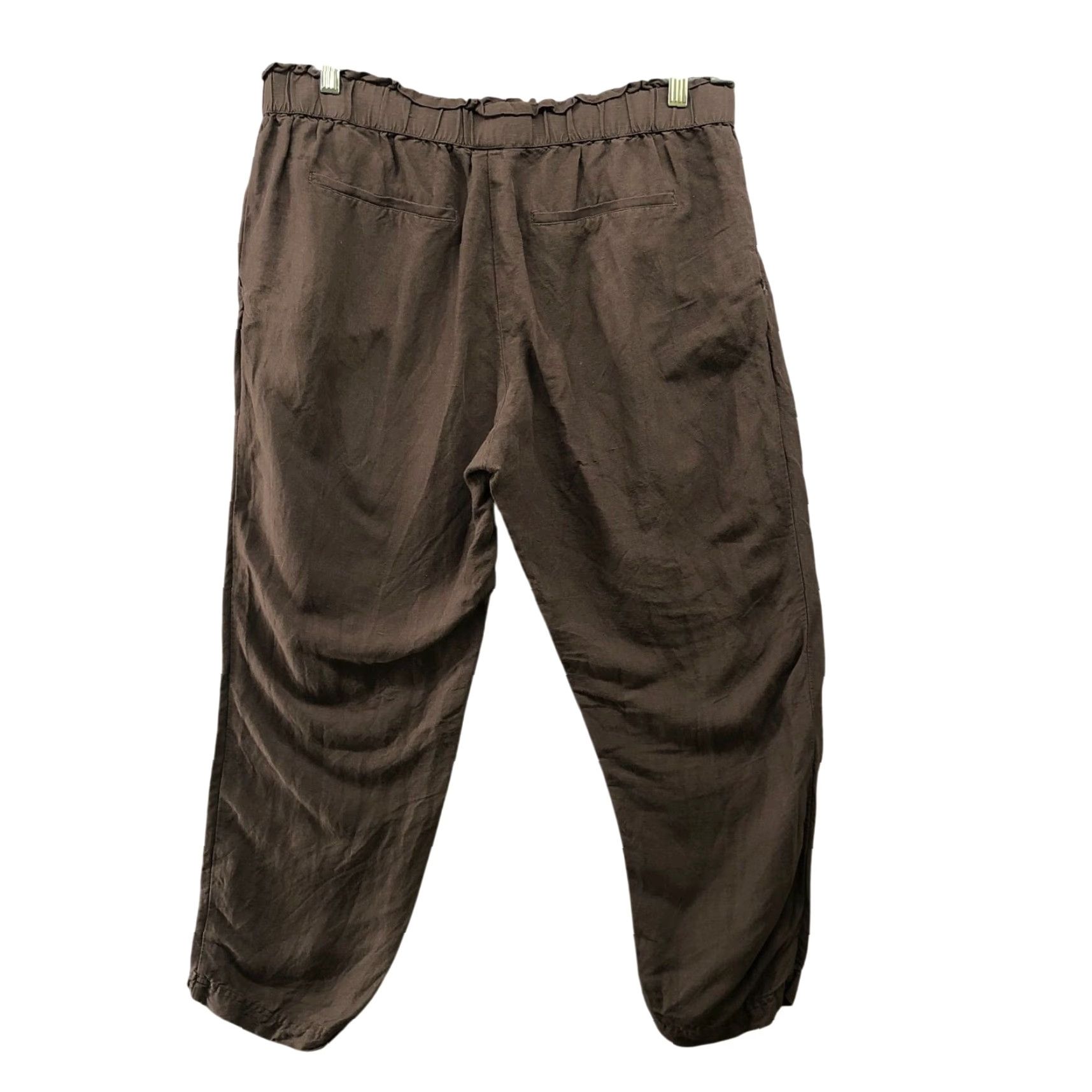H&M H&M Linen Blend Cropped Pants Womens Size 14 Brown High Rise Tapered Casual Size 36" / US 14 / IT 50 - 2 Thumbnail