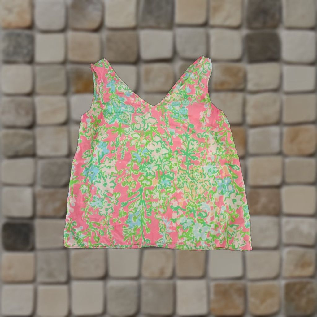 Lilly Pulitzer Lilly Pulizter Top Womens Small Pink Green Blue Floral Size S / US 4 / IT 40 - 1 Thumbnail