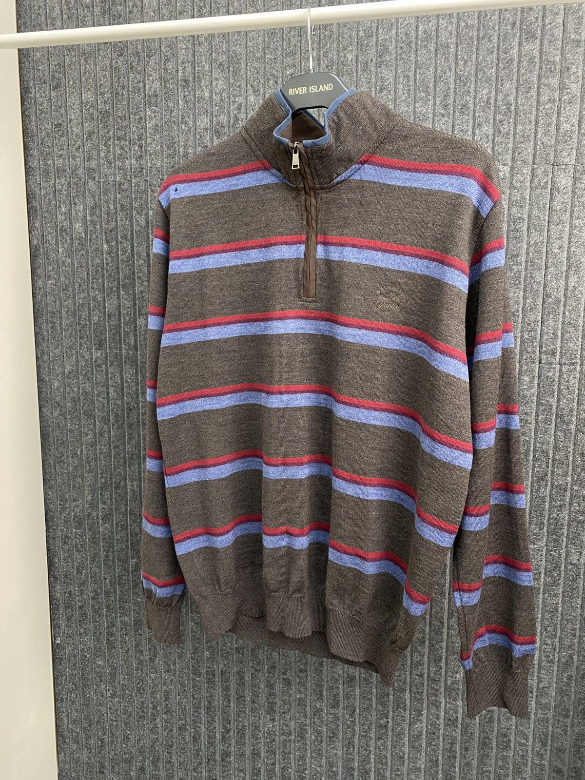 Paul & Shark Vintage Paul & Shark Mens Striped 1/4 Zip Knit Sweater Size US M / EU 48-50 / 2 - 3 Thumbnail