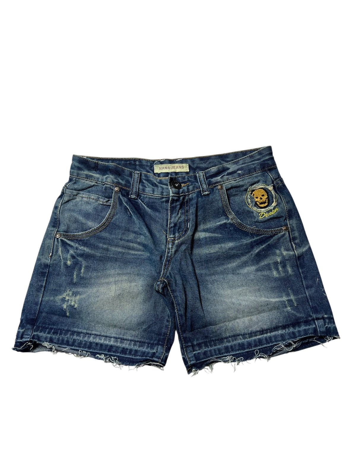 Japanese Brand Nana Skull Jeans Distressed Hotpants Size 30" / US 8 / IT 44 - 1 Thumbnail