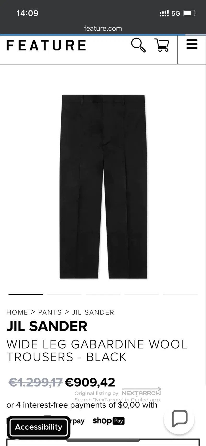 Jil Sander Jil Sander size M Single pleated wool wide-leg pants Size 23" - 6 Thumbnail