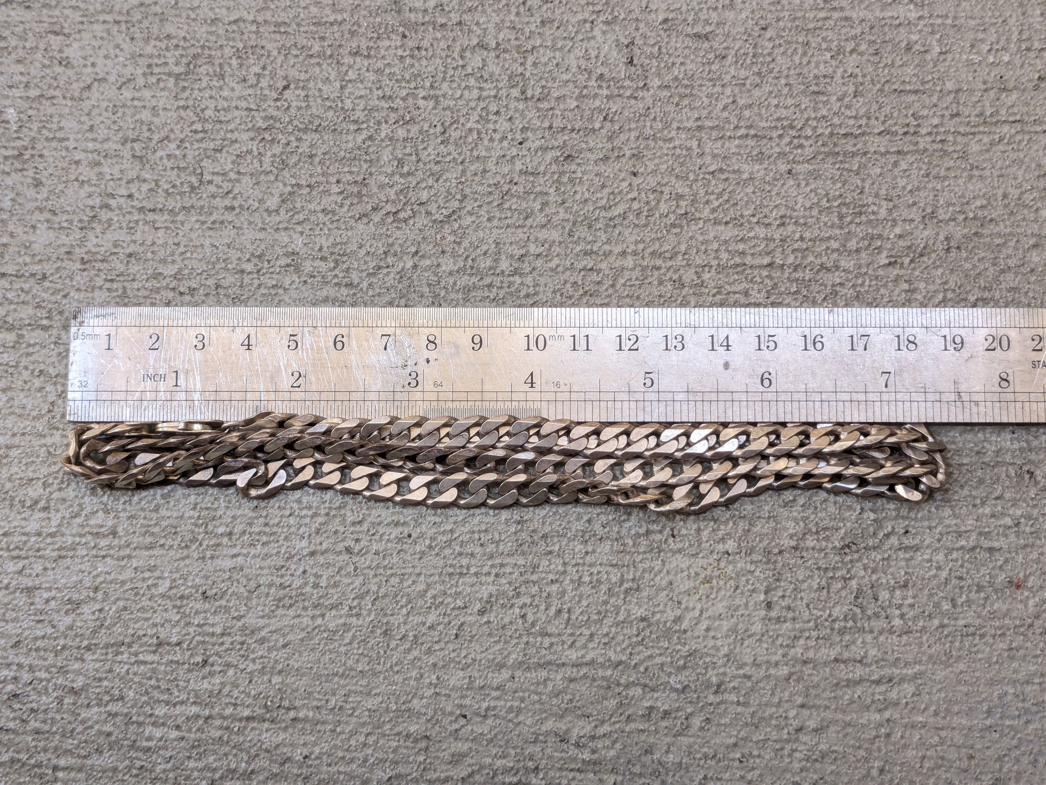 Jewelry Vintage Sterling Silver Necklace Cuban Curb 30" Italy Chain Size ONE SIZE - 15 Thumbnail