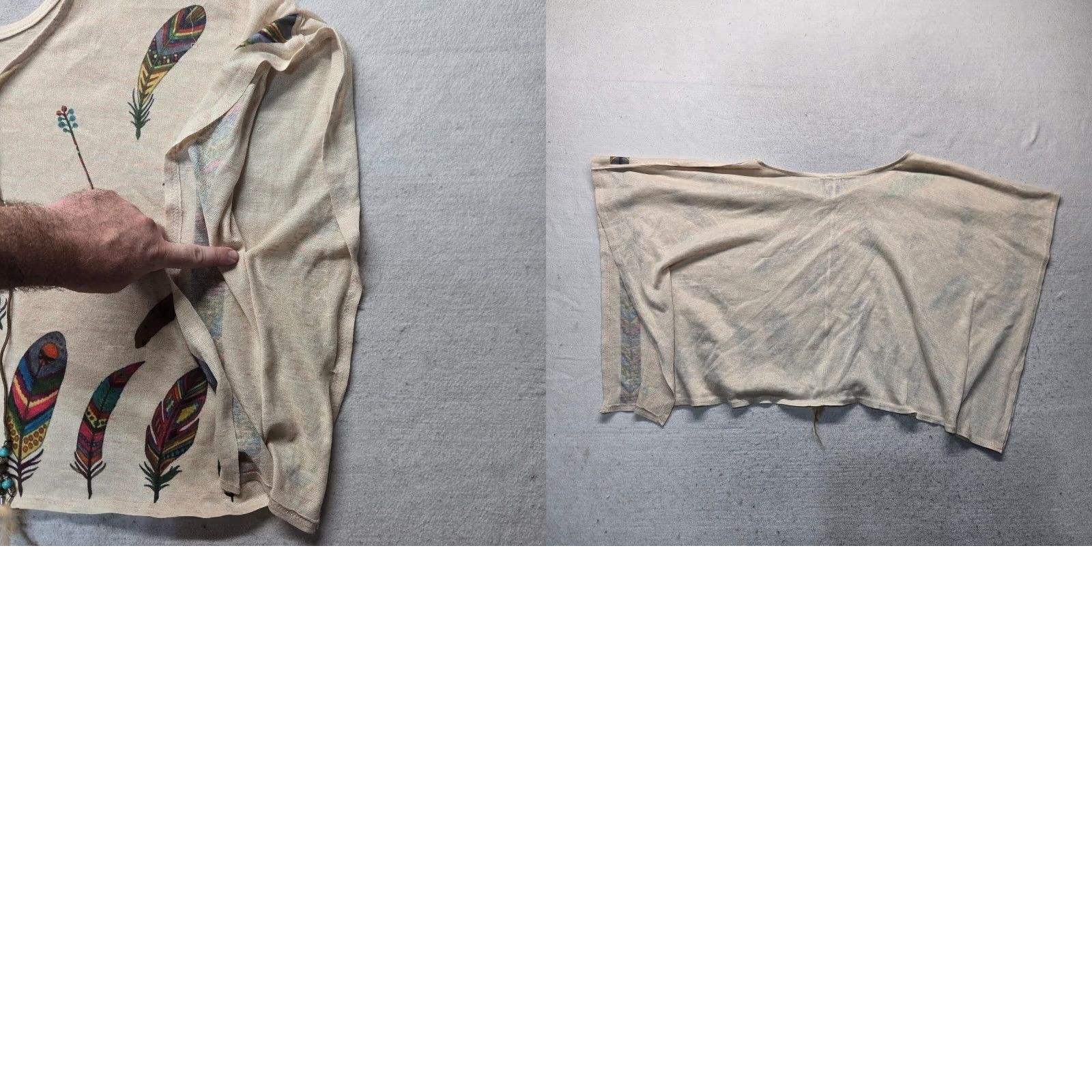 Vintage VINTAGE Step In Style Tank Top Sleeveless Shaw Cover Shirt Adult Women One Size Beige Feather 90s Women's Size ONE SIZE - 8 Thumbnail