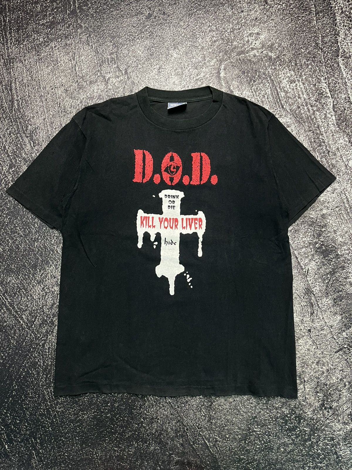 Band Tees Vintage Hide Drink Or Die Kill Your Liver Black T-Shirts Size US L / EU 52-54 / 3 - 1 Thumbnail