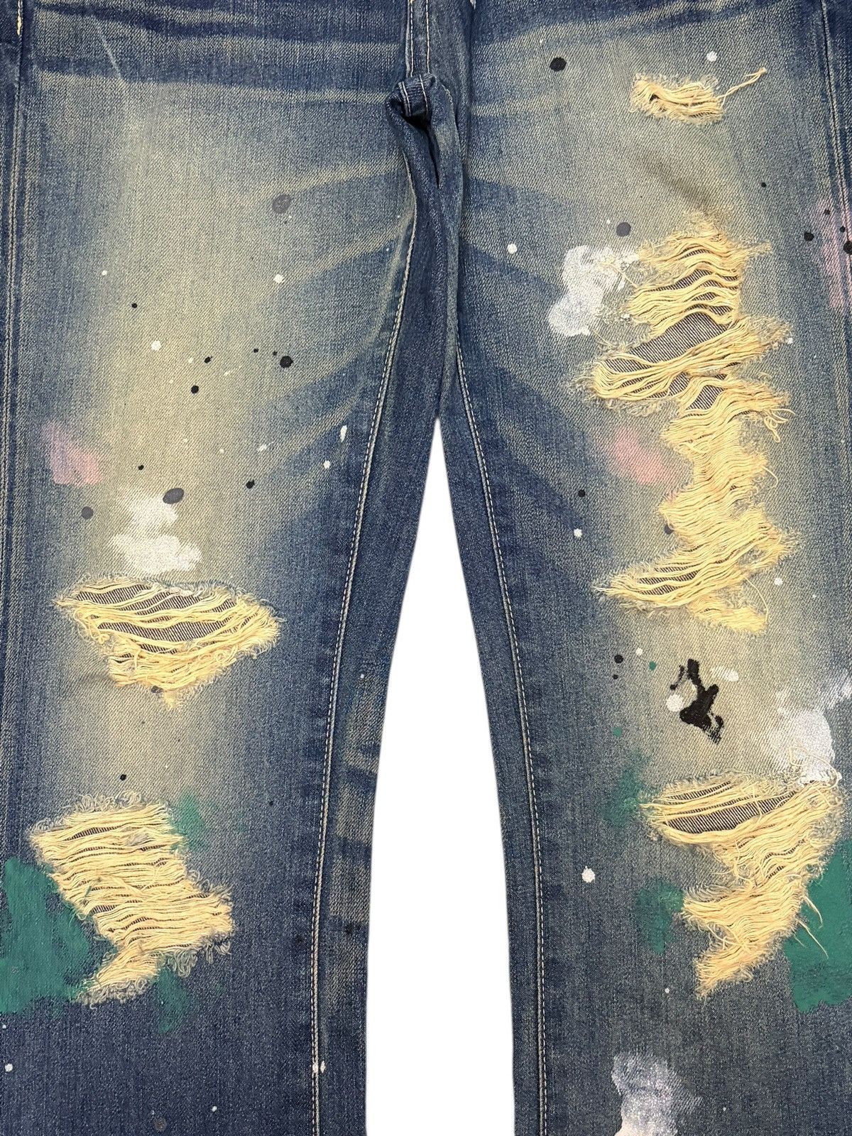 Vanquish Vintage Vanquish Rusty Wash Painted Distress Flare Jeans Size 31" - 3 Thumbnail