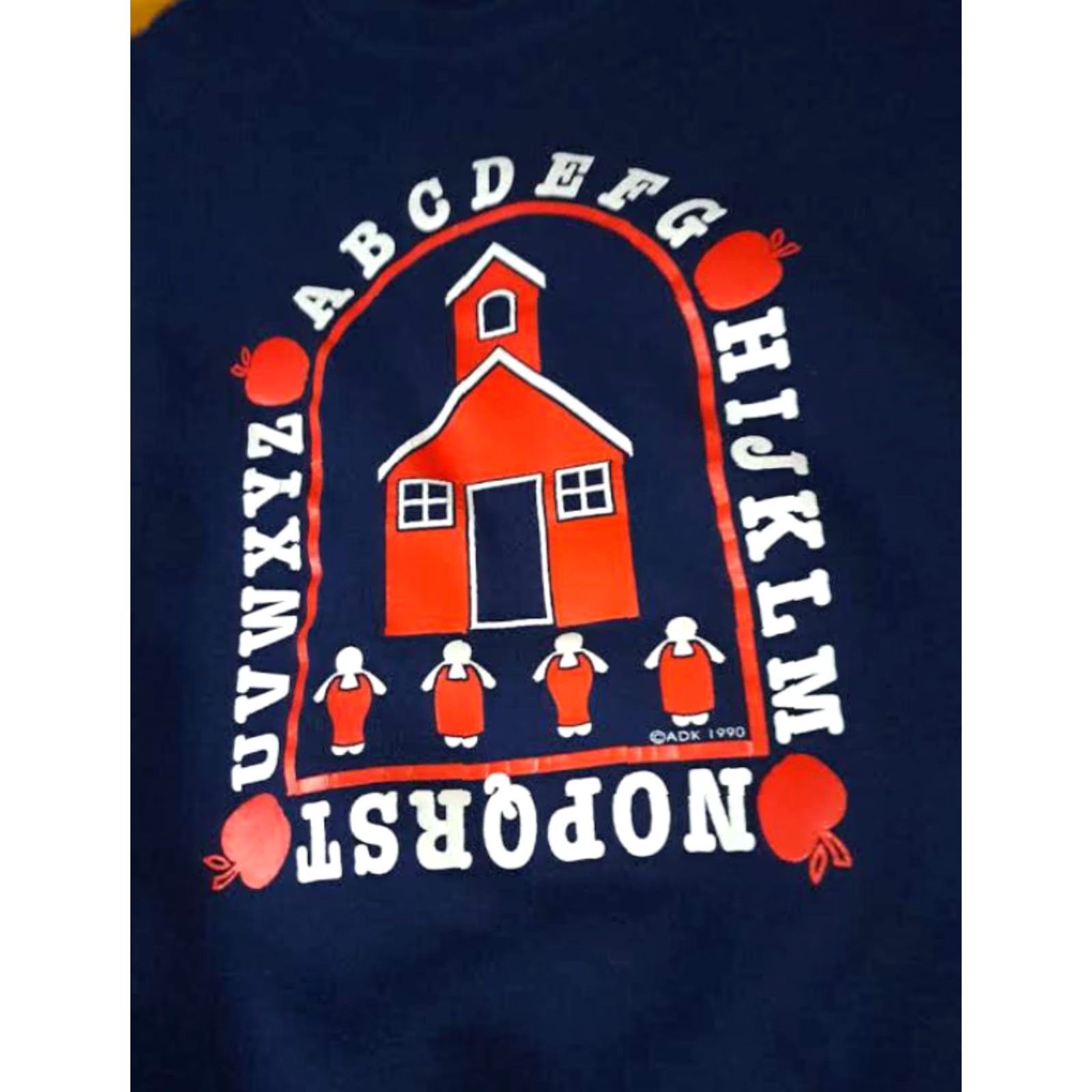 Jerzees VINTAGE Jerzees Sweatshirt 3XL Navy USA Made 1990 Schoolhouse Alphabet Teacher Unisex Adults Pullover Blue Canvas Shirt Keywords Size US XXL / EU 58 / 5 - 3 Thumbnail