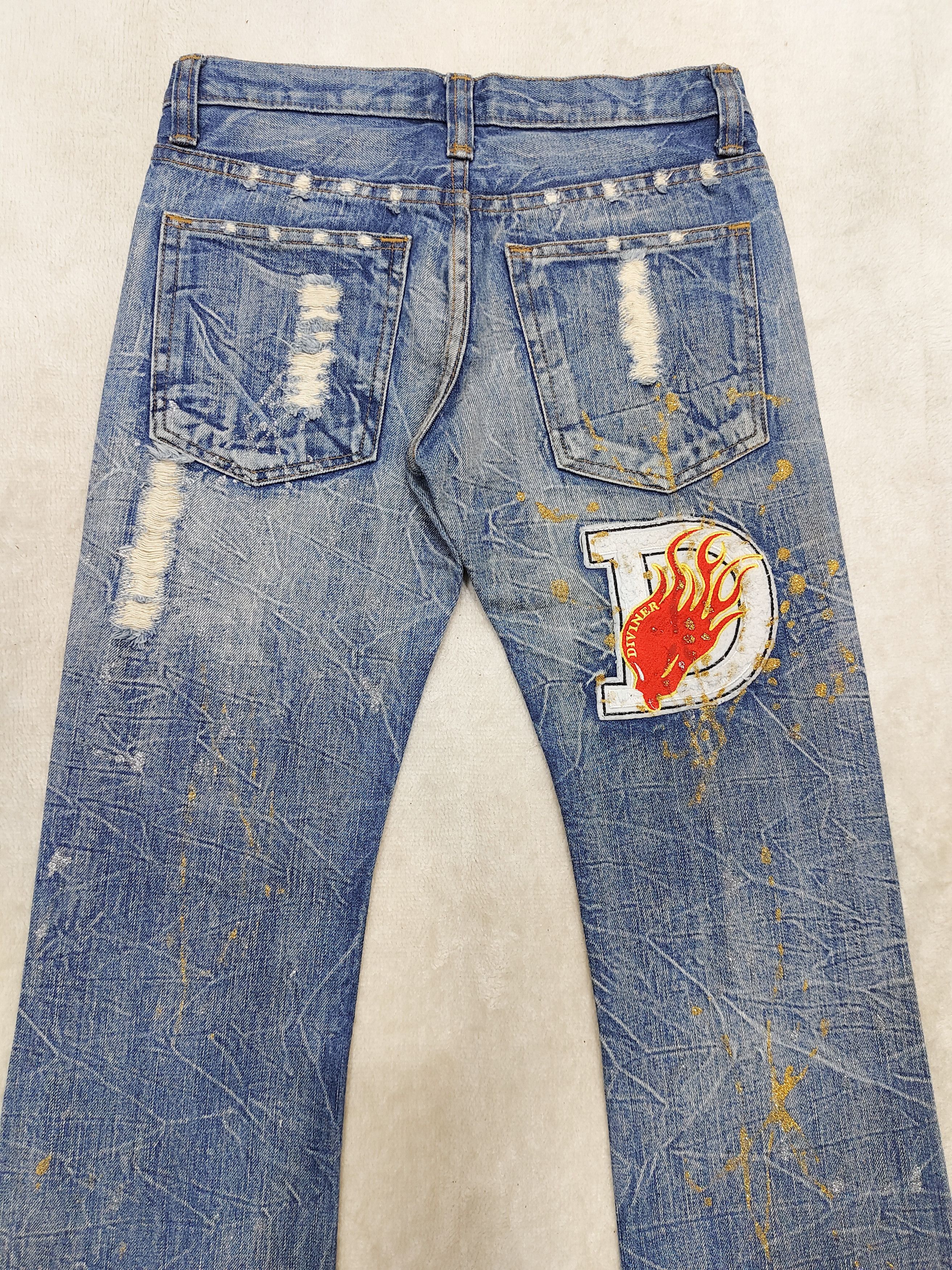 If Six Was Nine 00s Diviner- Punk Y2K Pacth Distressed Paint Splatter Jeans Size US 30 / EU 46 - 6 Thumbnail