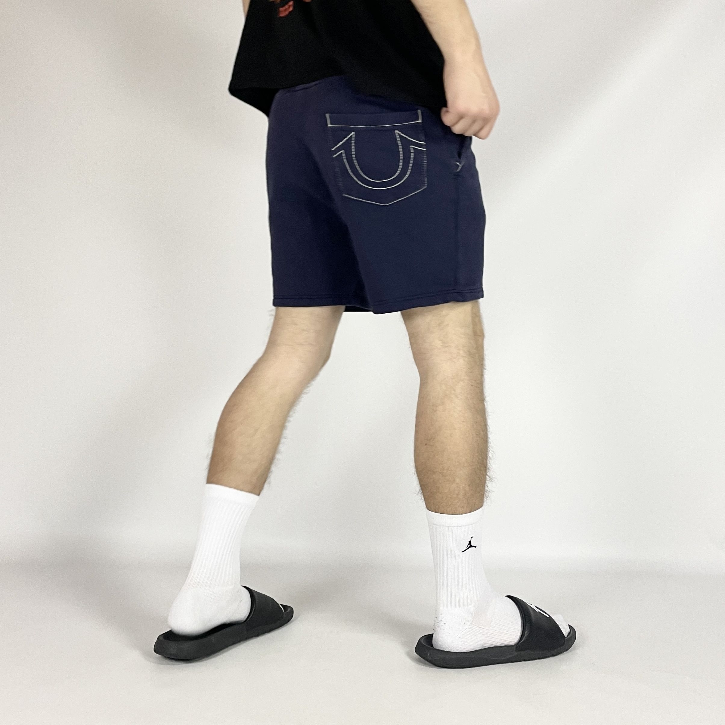 True Religion True Religion Navy Blue Logo Sweat Shorts Size US 30 / EU 46 - 1 Thumbnail