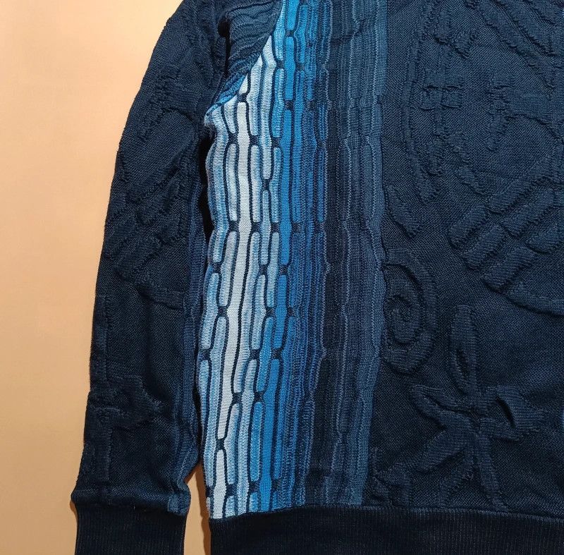Carlo Colucci Carlo Colucci Limited Ed Black Blue 3D Sweater Crewneck M 48 Size US M / EU 48-50 / 2 - 6 Thumbnail