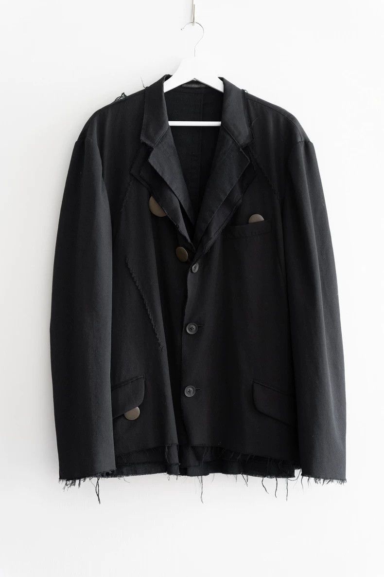Yohji Yamamoto Yohji Yamamoto Yohji Yamamoto Black Layered Wool Blazer Size US M / EU 48-50 / 2 - 1 Thumbnail