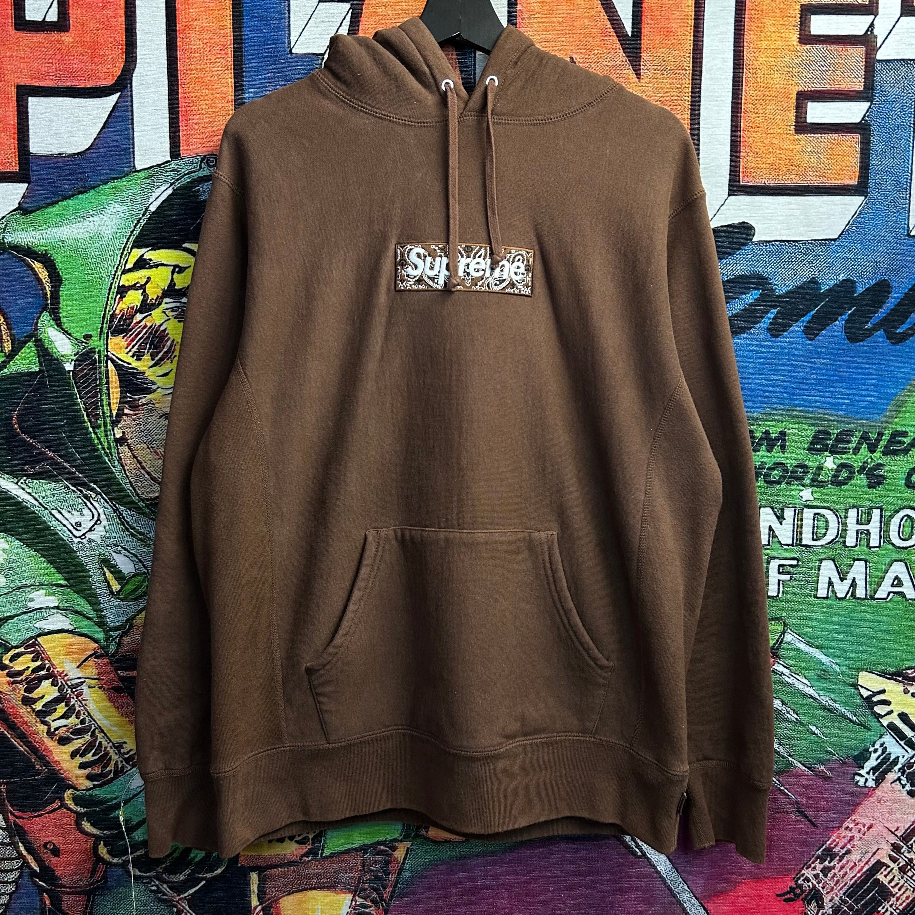 Pre-owned Supreme Bandana Box Logo Hoodie Size Medium In Brown