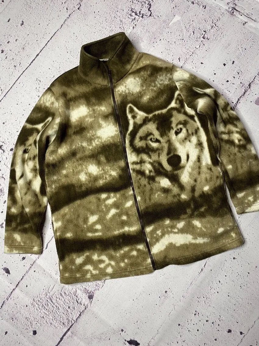 Vintage Vintage wolves fleece hooded jacket size M Size US M / EU 48-50 / 2 - 1 Thumbnail