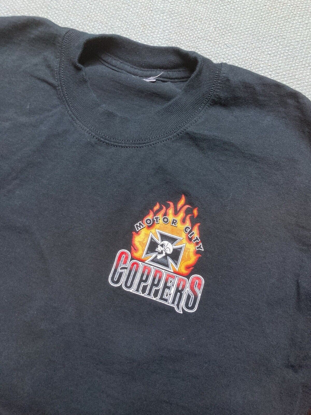Vintage t shirt motor city coppers flames skull cross grunge goth L Size US L / EU 52-54 / 3 - 4 Thumbnail