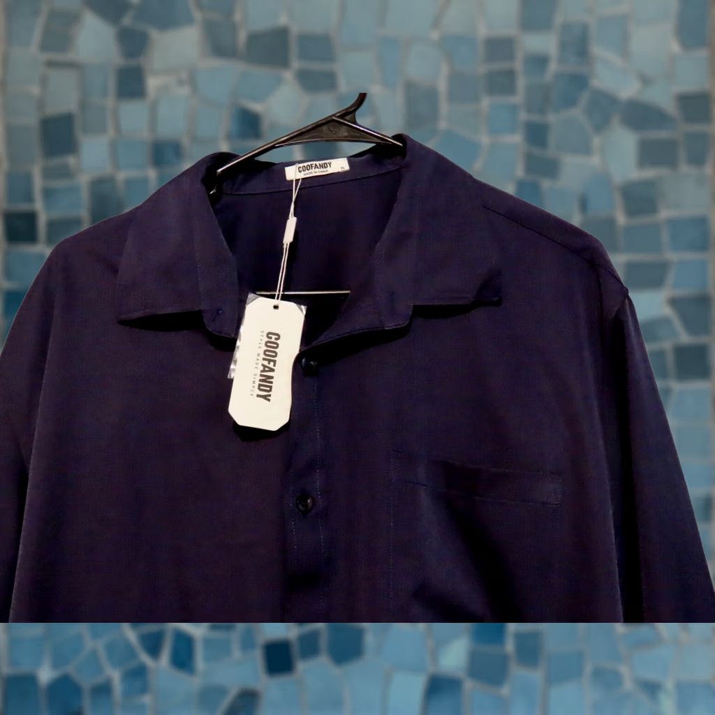 Vintage Coofandy Shirt Black Button-Up XL Men NWT Dress Casual Polyester Long Sleeve Button-Front Collared Shirt Size US XL / EU 56 / 4 - 1 Thumbnail
