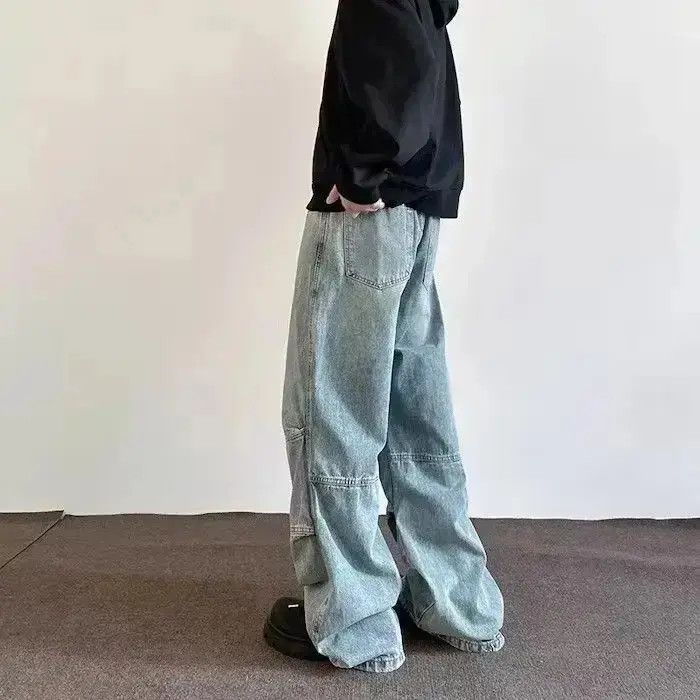 Japanese Brand Blue Wide Leg Baggy Denim Jeans, Grunge Jeans, Opium Size US 30 / EU 46 - 6 Thumbnail