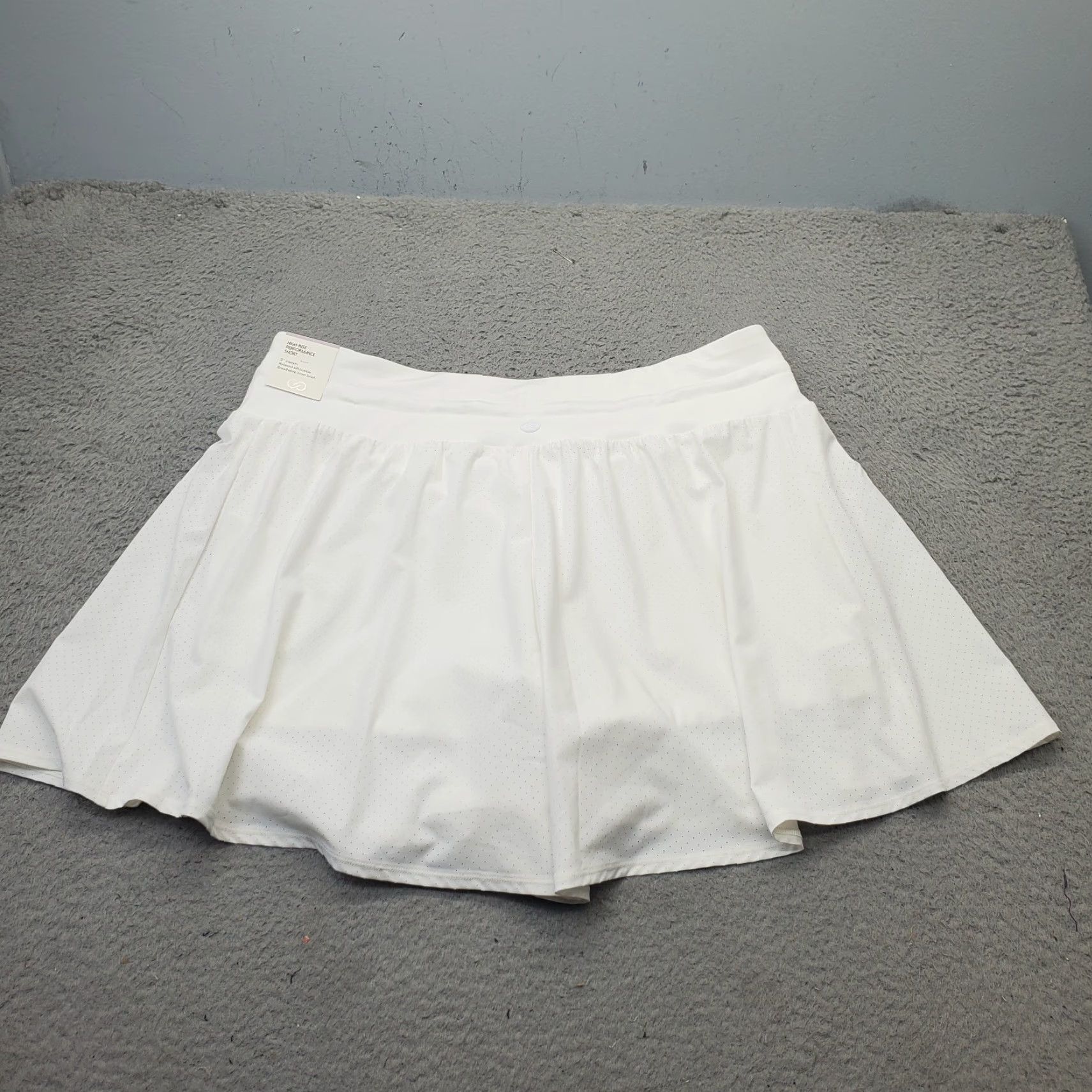 Vintage CALIA Womens XXL White Knit Waistband Shorts High-Rise Relaxed Fit Performance Size 40" / US 18 - 2 Thumbnail
