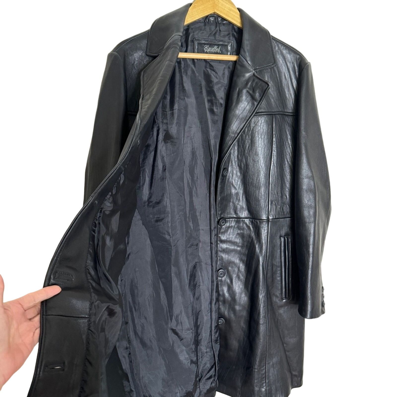 Other Excelled Collection Vintage Y2K Leather Trench Coat Size L / US 10 / IT 46 - 4 Thumbnail