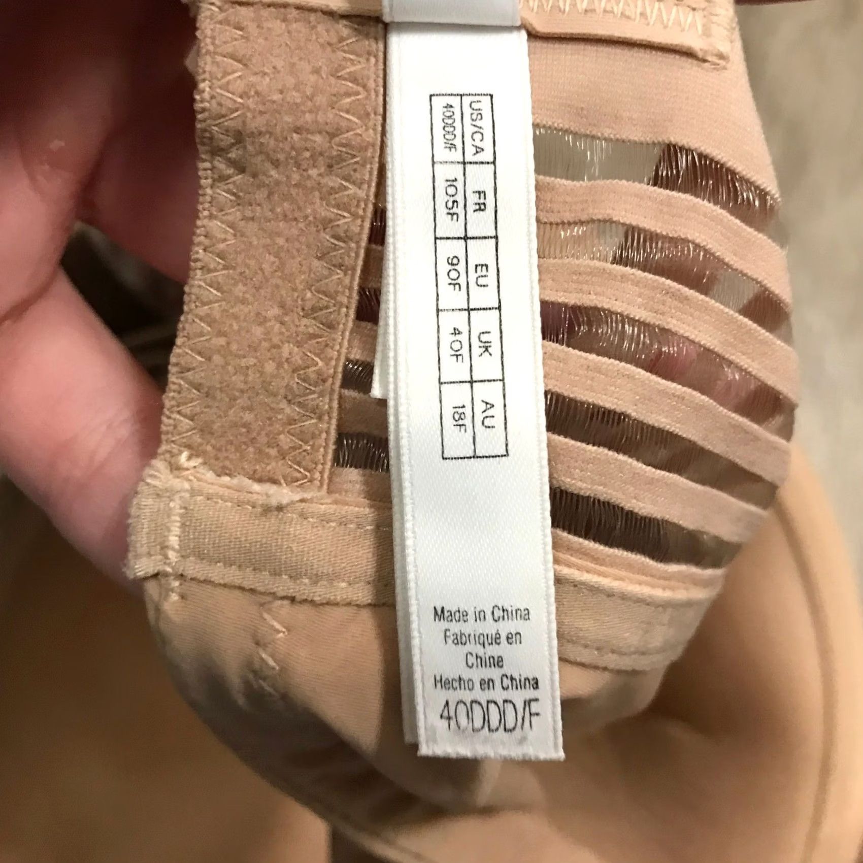 Vintage Le Mystere Beige Full Coverage Bra 40DDD/F T-Shirt Bra Underwired Hook & Eye Nylon Spandex Polyester Knit Size ONE SIZE - 5 Thumbnail